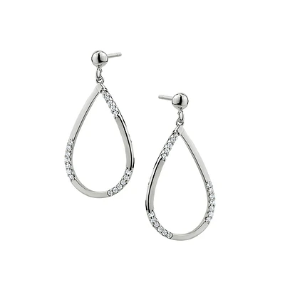 Sterling Silver & Cubic Zirconia Loop Drop Earrings