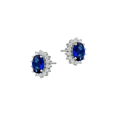 Sterling Silver & Blue Cubic Zirconia Stud Earrings