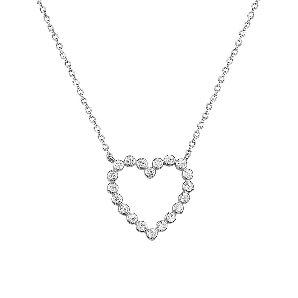 Sterling Silver & Cubic Zirconia Open Heart Pendant Necklace