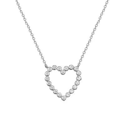 Sterling Silver & Cubic Zirconia Open Heart Pendant Necklace