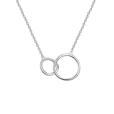 Sterling Silver & Cubic Zirconia Double Circle Pendant Necklace