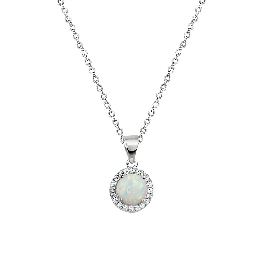 Sterling Silver Opal Pendant Necklace