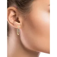 Sterling Silver, 14K Goldplated & Cubic Zirconia Rectangular Hoop Earrings