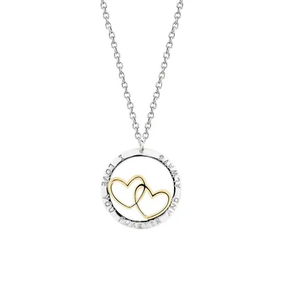 Two-Tone Sterling Silver I Love You Forever & Always Pendant Necklace