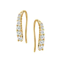 Sterling Silver, 14K Goldplated & Cubic Zirconia Threader Earrings
