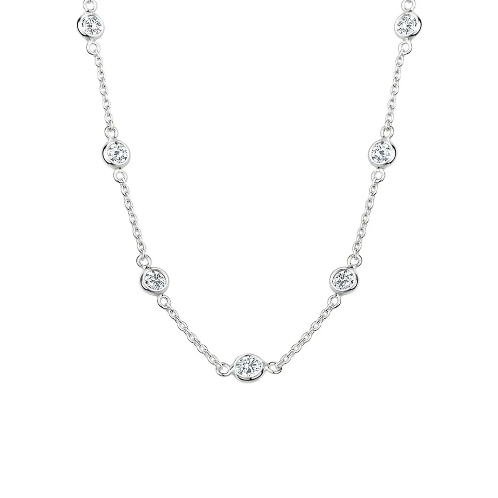 Sterling Silver & Clear Cubic Zirconia Station Necklace