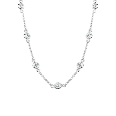 Sterling Silver & Clear Cubic Zirconia Station Necklace