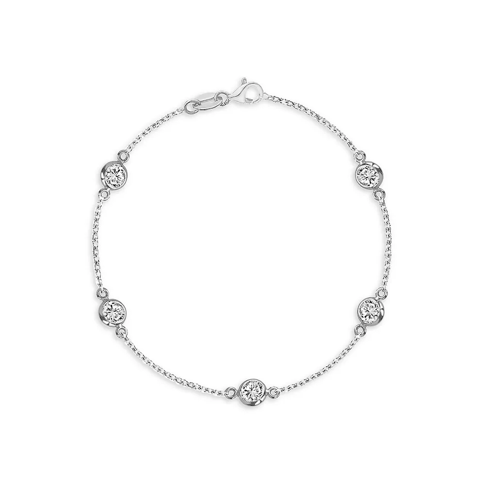 Sterling Silver & Clear Cubic Zirconia Station Bracelet