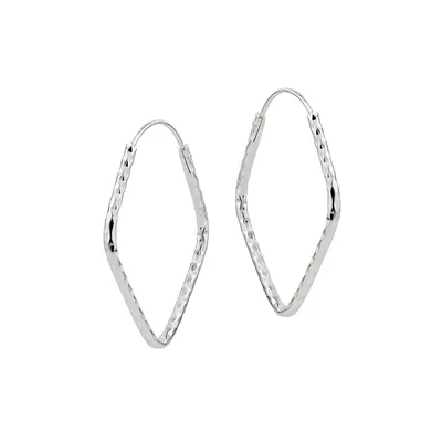 Sterling Silver Textured Square Hoop Earrings