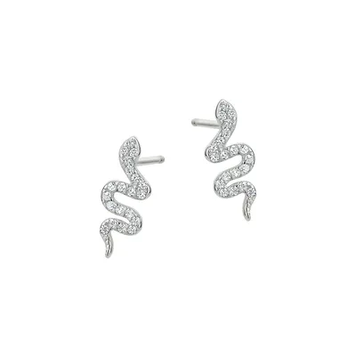 Sterling Silver & Cubic Zirconia Snake Stud Earrings