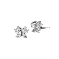 Sterling Silver & Cubic Zirconia Butterfly Stud Earrings