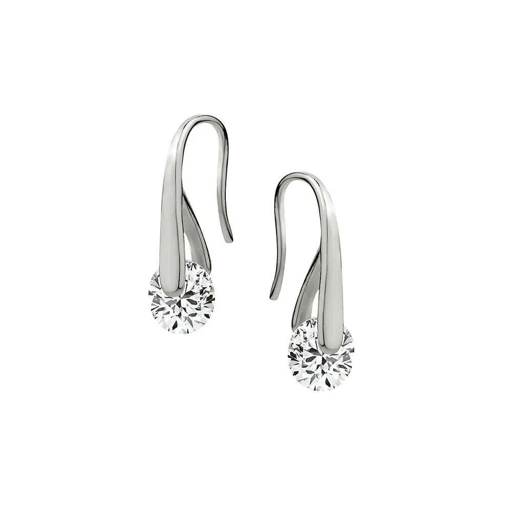 Sterling Silver & Cubic Zirconia Dancing Stone Drop Earrings