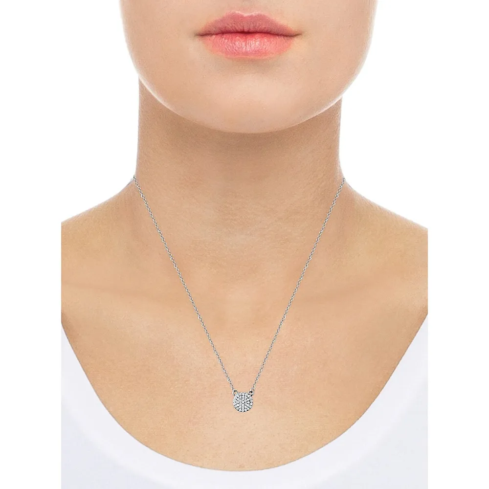 Sterling Silver & Cubic Zirconia Disc Pendant Necklace
