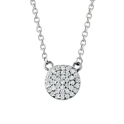 Sterling Silver & Cubic Zirconia Disc Pendant Necklace