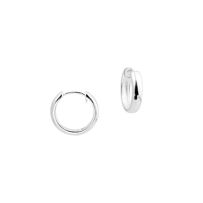 Sterling Silver Polished Domed Huggie Hoop Earrings