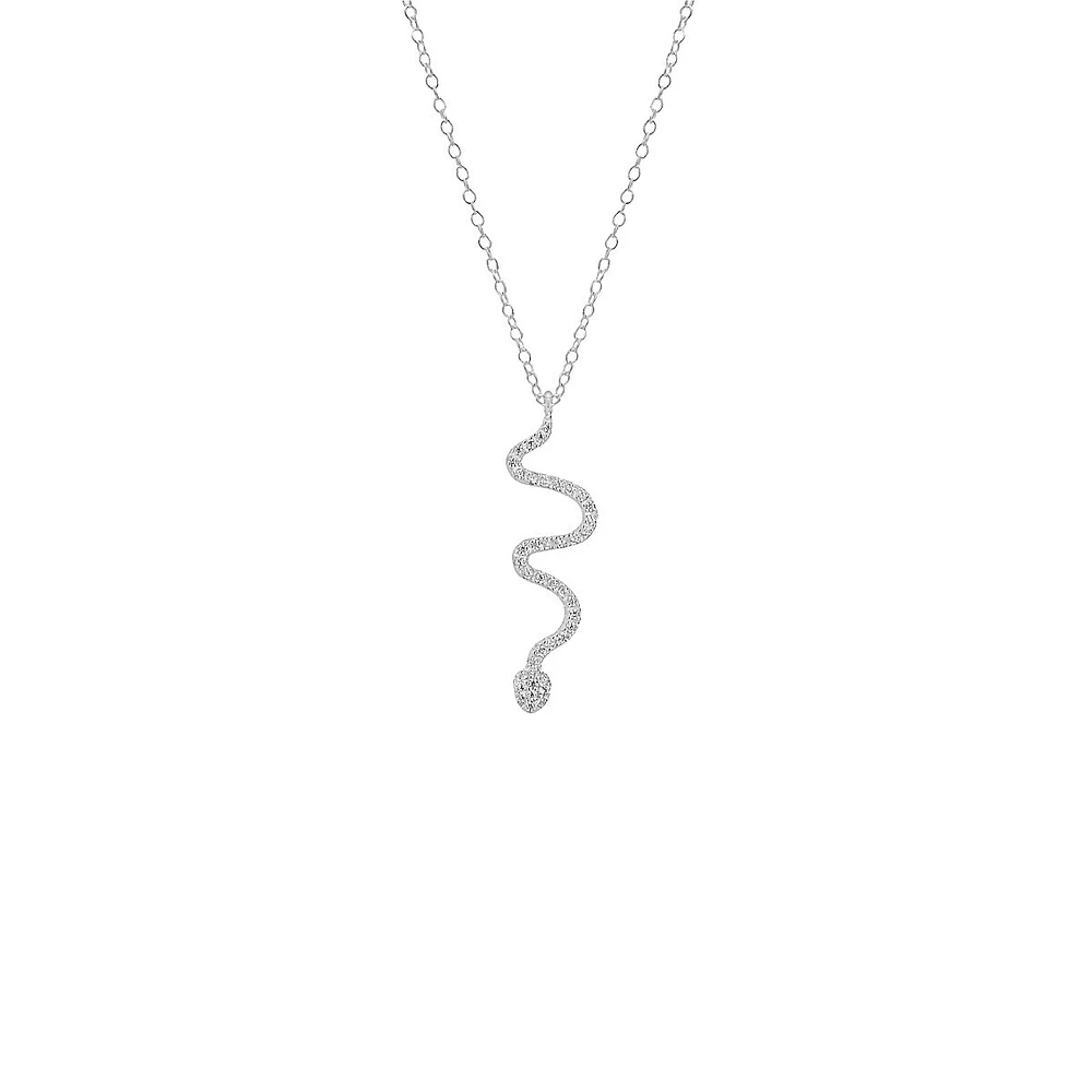 Sterling Silver & Cubic Zirconia Snake Pendant Necklace