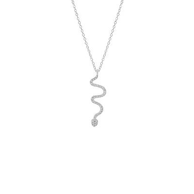 Sterling Silver & Cubic Zirconia Snake Pendant Necklace