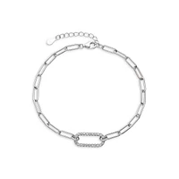 Large Sterling Silver & Cubic Zirconia Paperclip Bracelet