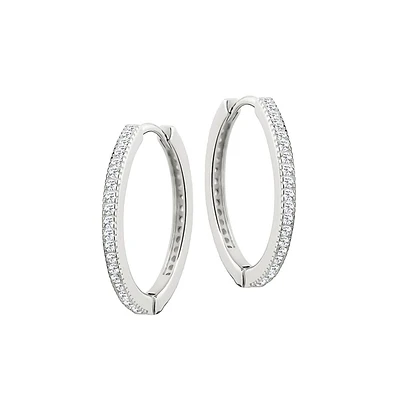 Sterling Silver & Cubic Zirconia Huggie Hoop Earrings