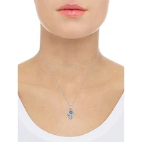 Sterling Silver & Cubic Zirconia Hamsa Pendant Necklace