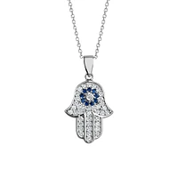 Sterling Silver & Cubic Zirconia Hamsa Pendant Necklace