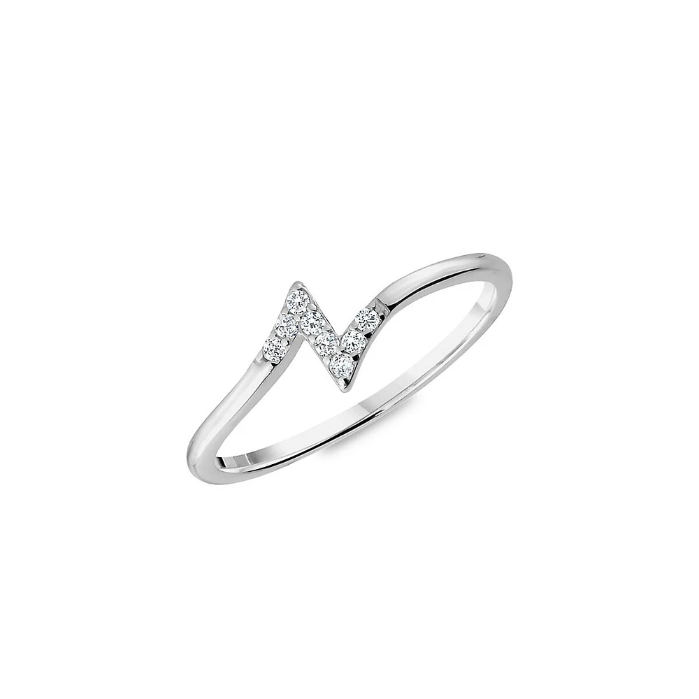 Sterling Silver & Cubic Zirconia Lightning Bolt Ring