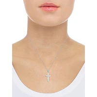Sterling Silver & Cubic Zirconia Polished Cross Pendant Necklace