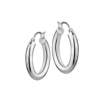 Sterling Silver Polished Bold Hoop Earrings/25MM