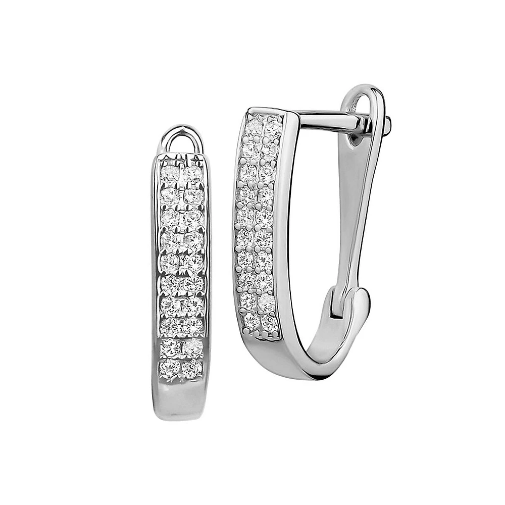 Sterling Silver & Cubic Zirconia Huggie Hoop Earrings