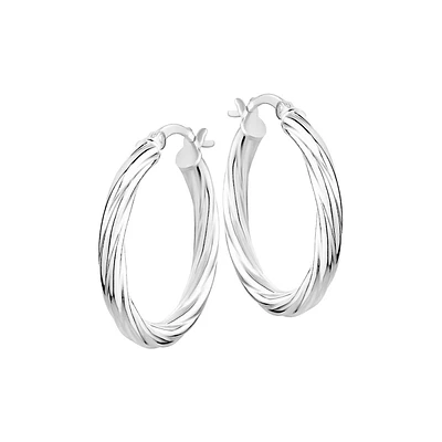 Sterling Silver Rope Hoop Earrings