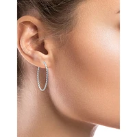 Sterling Silver Large Oval Rope Hoop Earrings