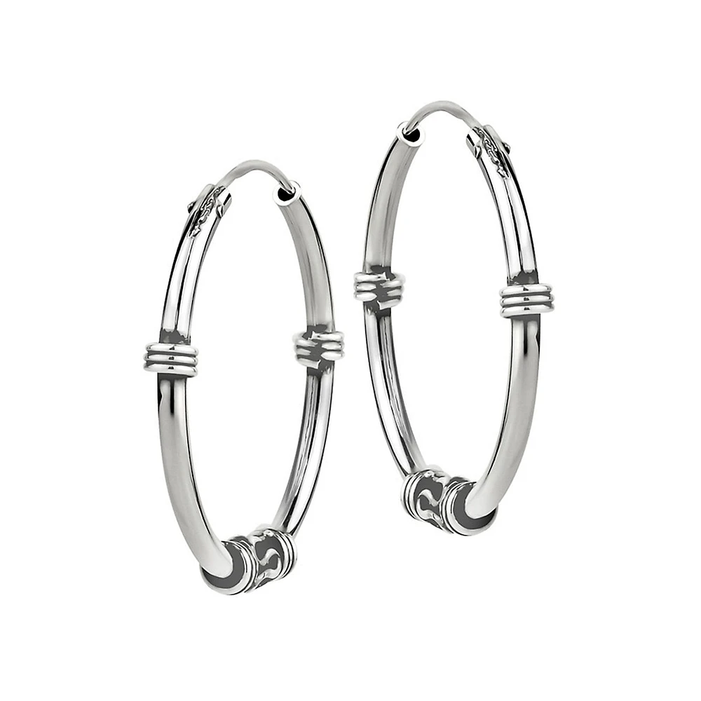 Sterling Silver 25MM Bali Hoop Earrings