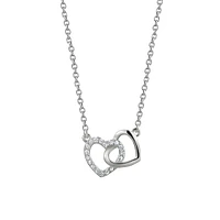 Sterling Silver & Cubic Zirconia Double-Heart Pendant Necklace