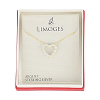 Goldplated Sterling Silver & Cubic Zirconia Open Heart Pendant Necklace
