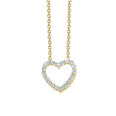Goldplated Sterling Silver & Cubic Zirconia Open Heart Pendant Necklace