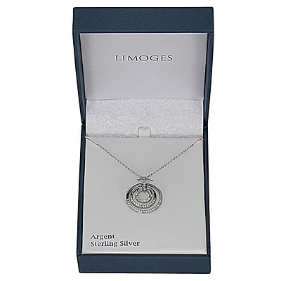 Sterling Silver & Cubic Zirconia Triple-Circle Pendant Necklace