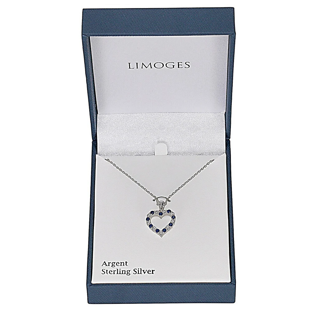 Sterling Silver & Cubic Zirconia Open-Heart Pendant Necklace