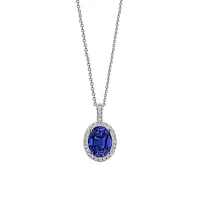 Sterling Silver & Cubic Zirconia Oval Halo Pendant Necklace