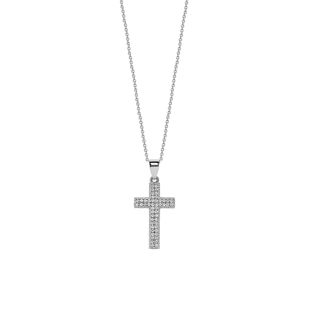 Sterling Silver & Cubic Zirconia Cross Pendant Necklace