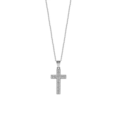 Sterling Silver & Cubic Zirconia Cross Pendant Necklace