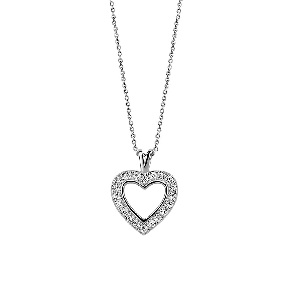 Sterling Silver & Cubic Zirconia Open-Heart Pendant Necklace