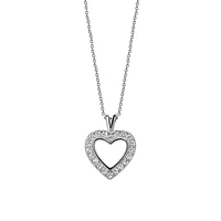 Sterling Silver & Cubic Zirconia Open-Heart Pendant Necklace