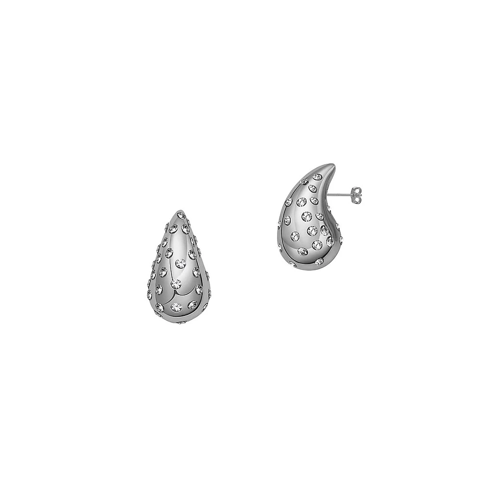 Sterling Silver & Cubic Zirconia Teardrop Stud Earrings