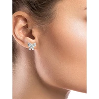 Sterling Silver & Cubic Zirconia Bow Stud Earrings