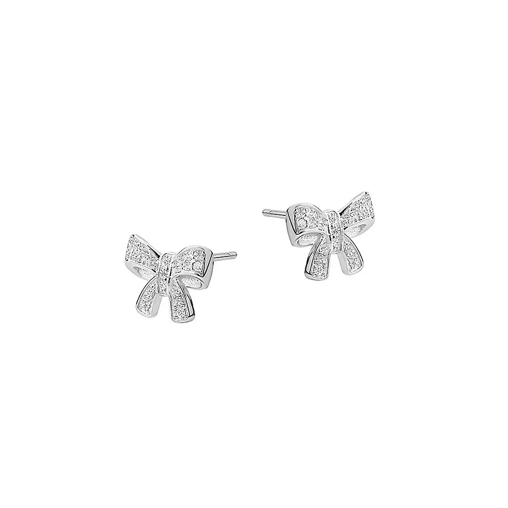 Sterling Silver & Cubic Zirconia Bow Stud Earrings