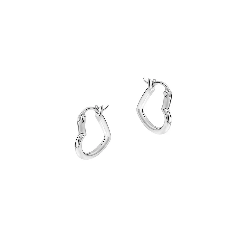 Sterling Silver Polished Heart Hoop Earrings