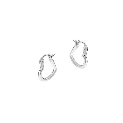 Sterling Silver Polished Heart Hoop Earrings