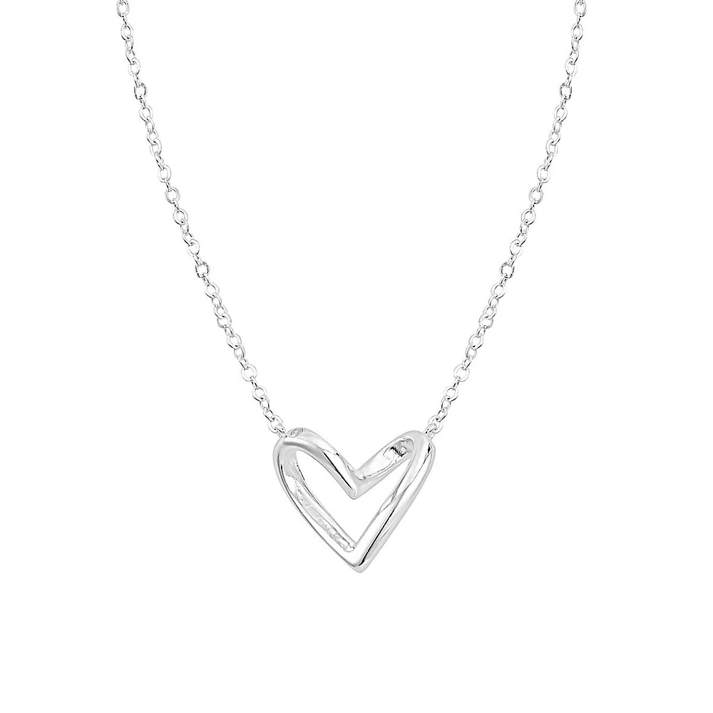 Sterling Silver Twisted Heart Pendant Necklace