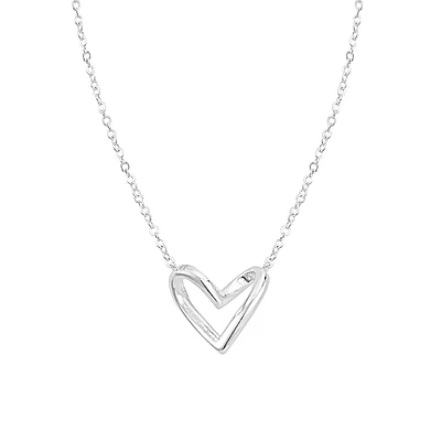 Sterling Silver Twisted Heart Pendant Necklace