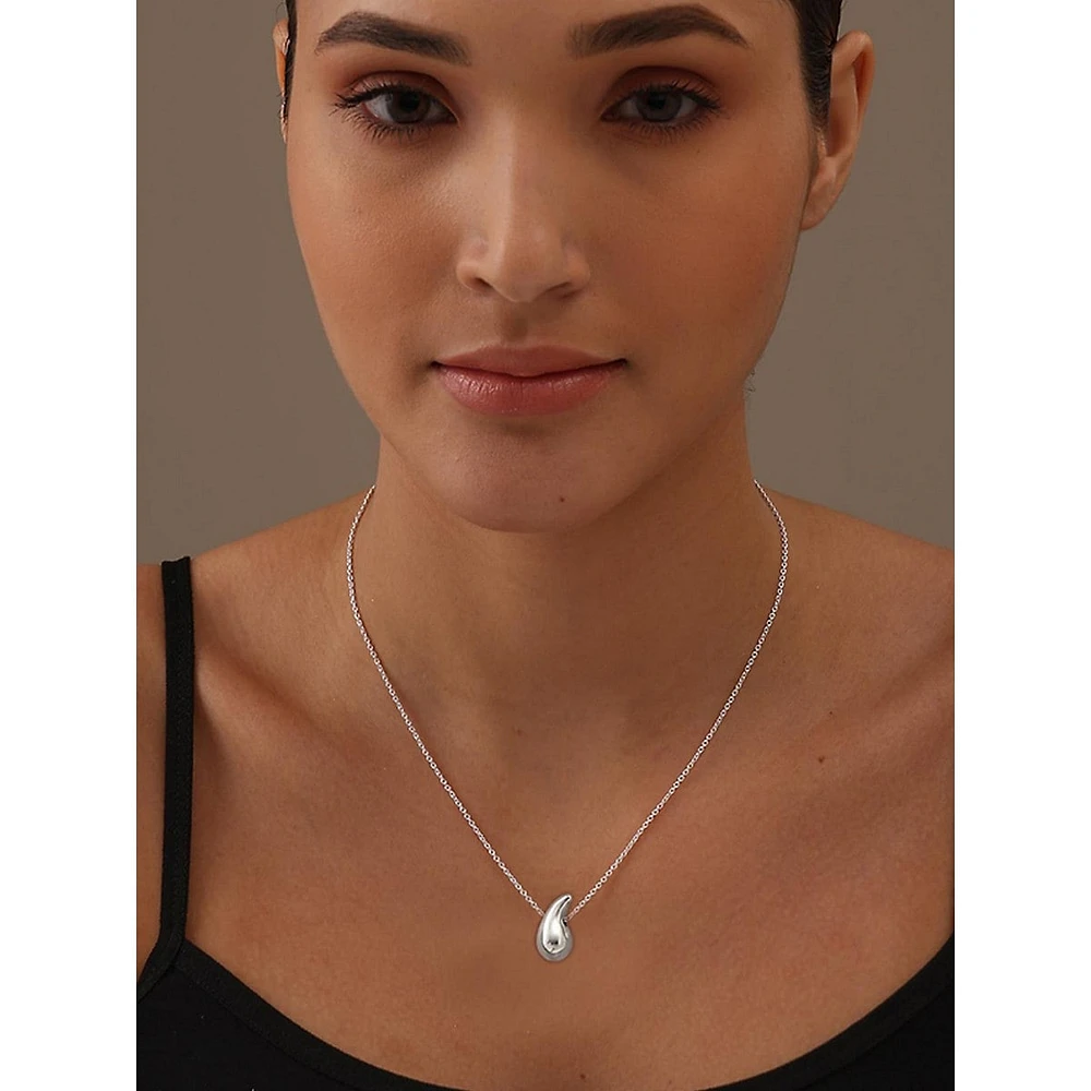 Sterling Silver Polished Teardrop Pendant Necklace